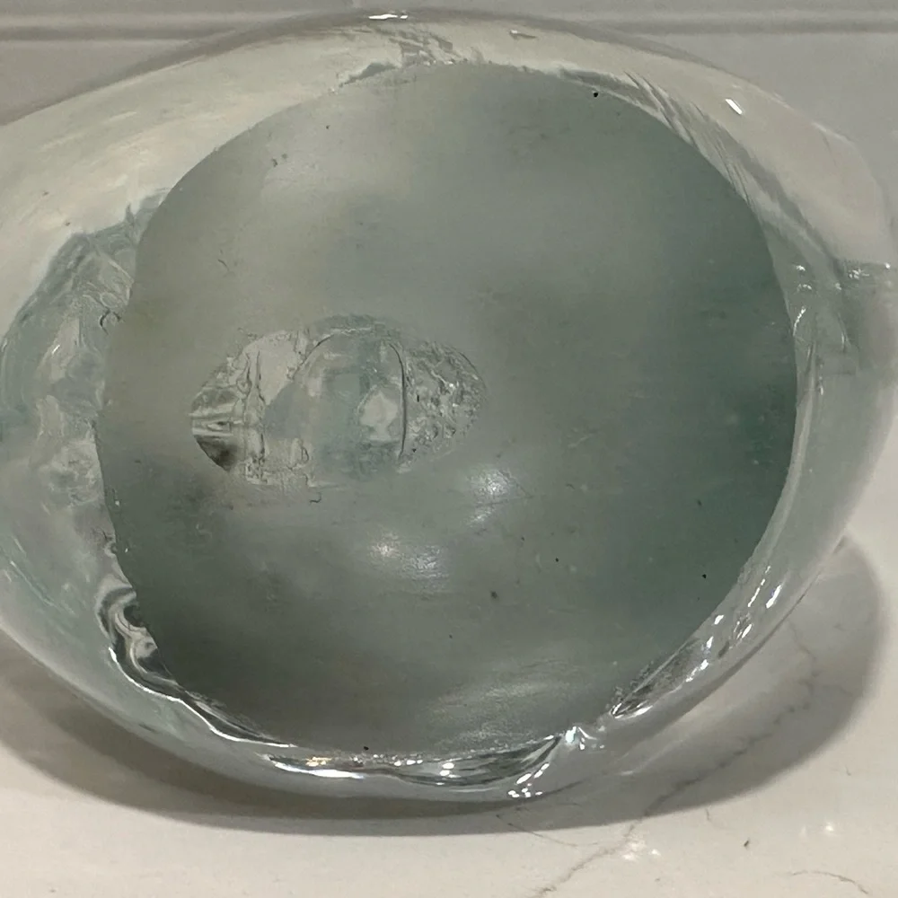 Modern Blown Glass Art Vase Clear And White Heavy 12” Vase